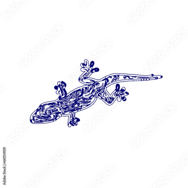 Fototapeta sketch of a lizard for elements in making logos and symbols