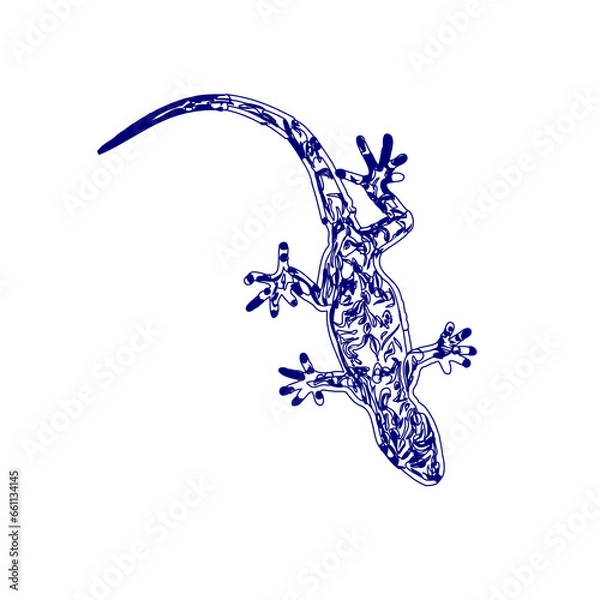 Fototapeta sketch of a lizard for elements in making logos and symbols