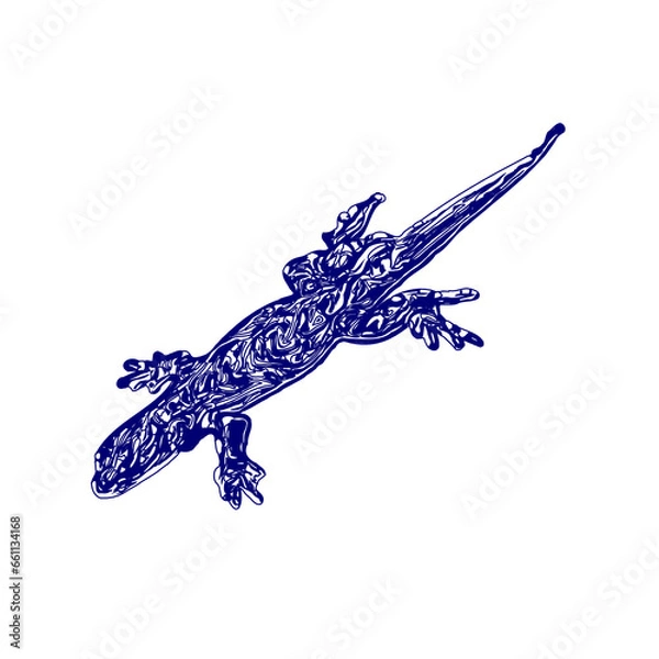 Fototapeta sketch of a lizard for elements in making logos and symbols