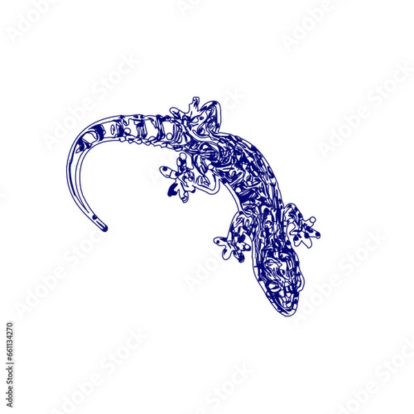 Fototapeta sketch of a lizard for elements in making logos and symbols