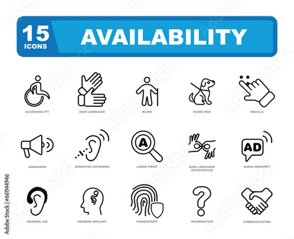 Obraz Availability and Disability icon set.
