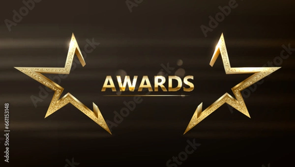 Obraz Golden star shape podium with light effect