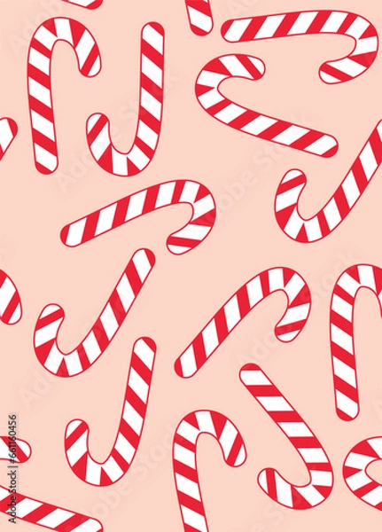 Fototapeta Christmas pattern with candy on pink backgraund.