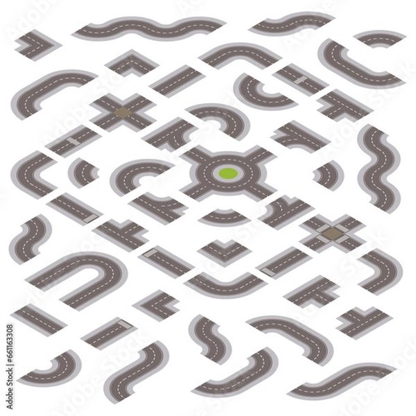 Obraz Isometric Grey Road Building Kit
