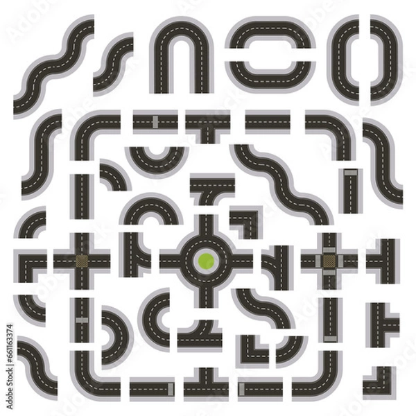 Obraz Top Down Dark Grey Road Building Kit