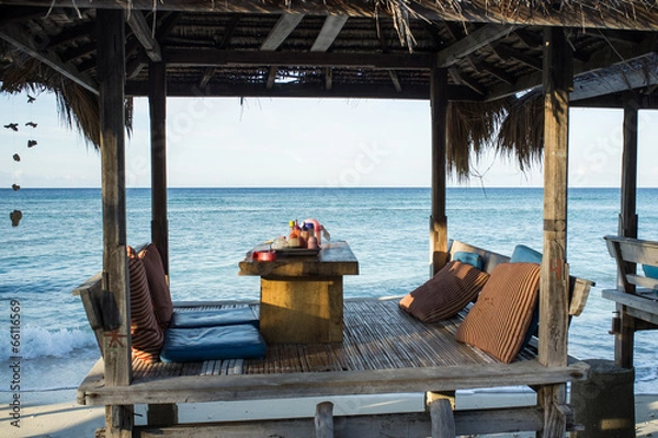 Obraz Restaurant on an exotic beach in Gili Meno, Indonesia