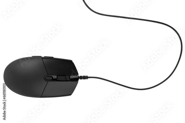Obraz Computer mouse on a white background. Wired computer mouse close-up isolated on a white background.