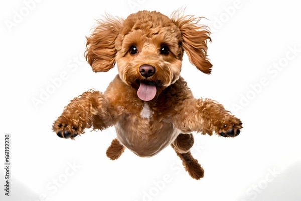 Obraz Poodle Jumping on White Background	