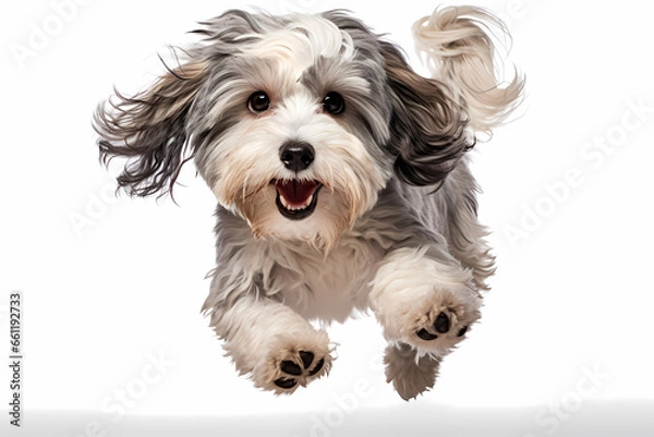 Obraz Havanese Jumping on White Background	