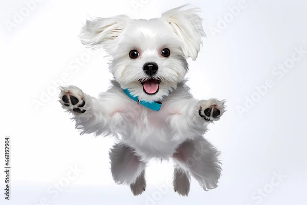 Obraz Maltese Jumping on White Background	