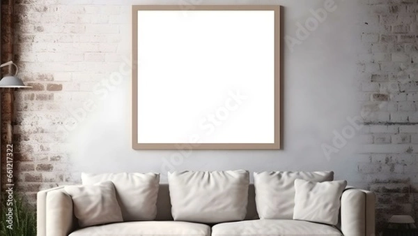 Fototapeta Sleek Interior Setting with Poster Frame Mockup, 3D Render -  generative KI