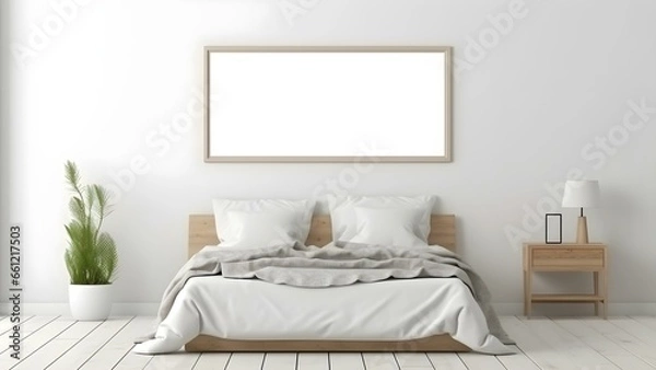 Obraz Contemporary Room Design with Frame Mockup, 3D Render - generative KI