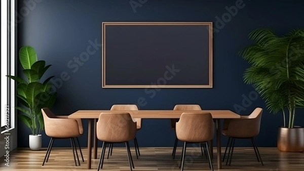 Fototapeta Contemporary Room Design with Frame Mockup, 3D Render - generative KI