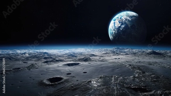 Fototapeta A landscape of the earth from the moon's point of view