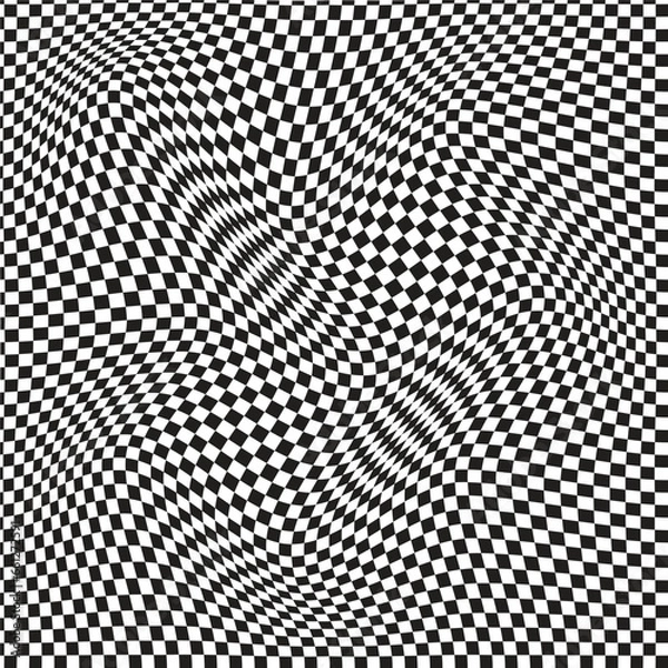 Fototapeta abstract seamless black white check wavy pattern.