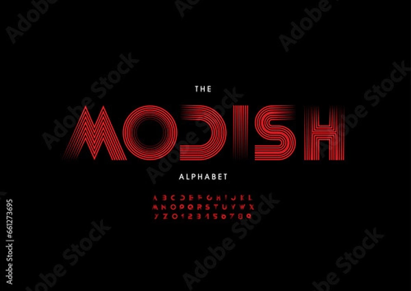 Fototapeta Vector of stylized modern font and alphabet