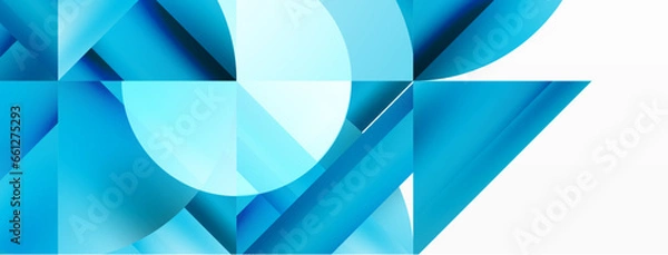 Fototapeta Minimalist background with square-tiled geometric circles, symphony of precise patterns. Interlocking shapes create tranquil yet captivating backdrop, blending modernity and structured elegance