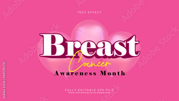 Fototapeta Breast Cancer Text Effect Font Type Vector Background