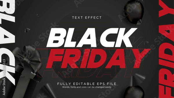 Obraz Black Friday Text Effect Font Type Vector Background