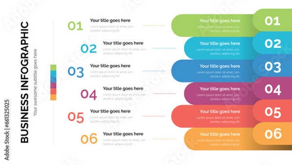 Obraz Business list infographic with six list. Suitable For Presentation Template With 16x9 Aspect Ratio