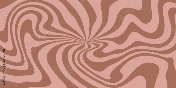 Obraz Abstract brown beige psychedelic waves print background. 1970s trippy pattern. Marble acrylic swirl pattern. Coffee or chocolate liquid texture.