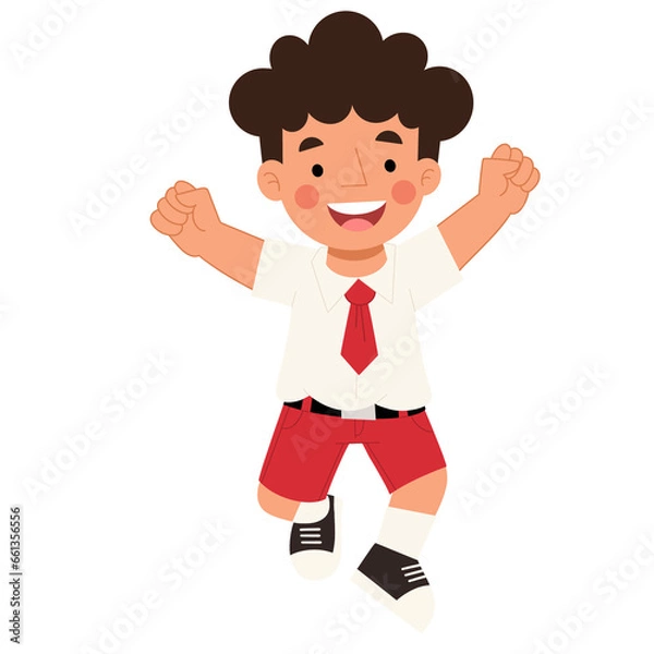 Fototapeta Illustration of a boy in elementary school uniform