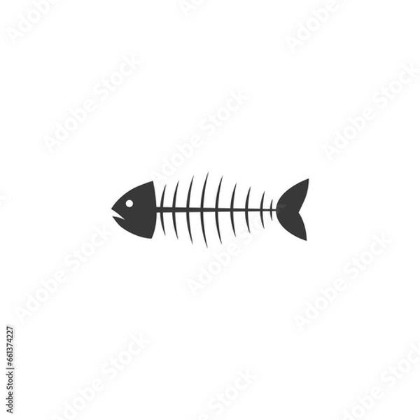 Fototapeta Fish bone icon in flat style. Vector