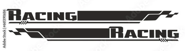 Obraz Car side sticker design. Vehicle vector Decal Stripes for the both parts template. Suitable for printing or cutting, Racing Rally Stripes, Auto Racing Stripes Stickers
