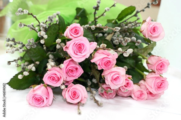 Obraz Pink roses bouquet