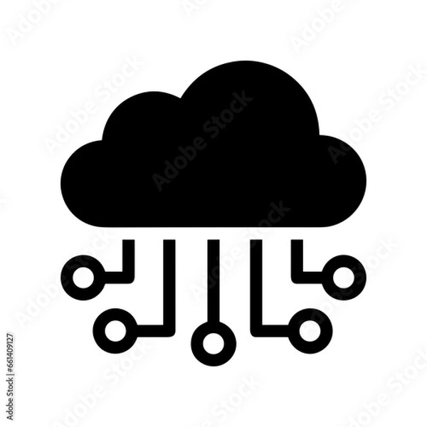 Obraz Cloud storage icon symbol vector image. Illustration of the database server hosting cloud system digital design image