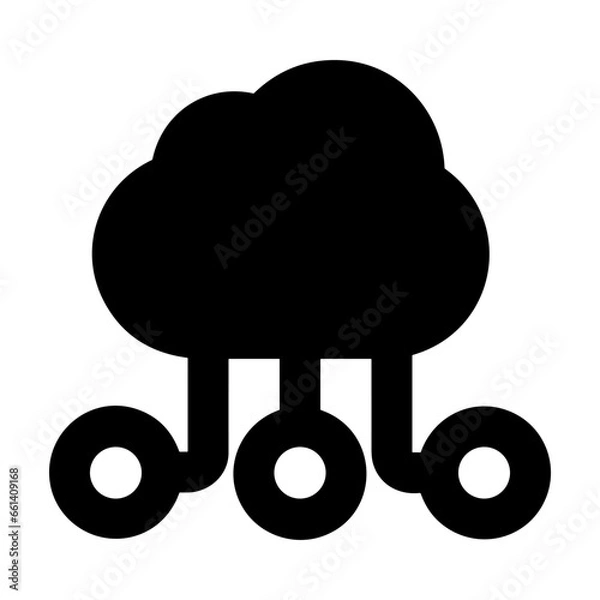 Obraz Cloud storage icon symbol vector image. Illustration of the database server hosting cloud system digital design image