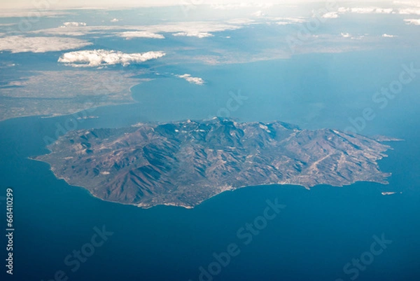 Fototapeta Panoramic view of Cyprus Island from above.