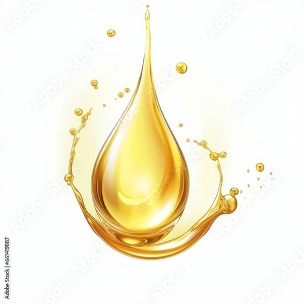 Obraz Cosmetic oil or Cosmetic Essence Liquid drop on a white background, 3d rendering, Generative AI