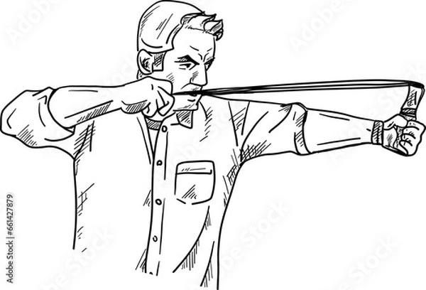 Obraz man and slingshot isolated on background