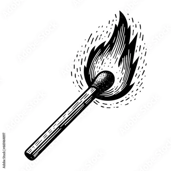 Fototapeta burning fire match sketch