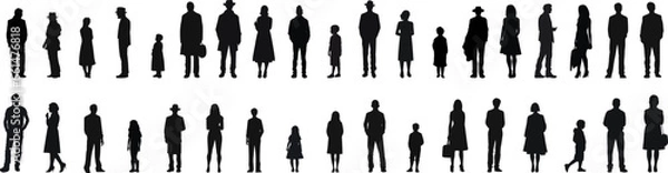 Fototapeta Large collection of silhouette concepts. Set of silhouettes of people of different ages. Vector illustration