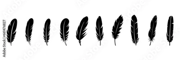 Fototapeta Feather Set icon, logo isolated on white background. Vector illustration
