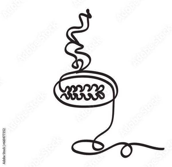 Fototapeta One line drawing of a cup of hot latte.
One continuous line drawing of hot coffee.