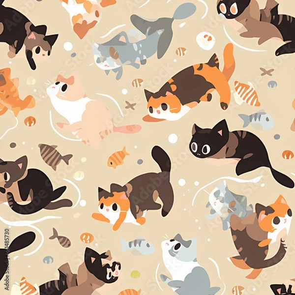 Obraz seamless background with cats