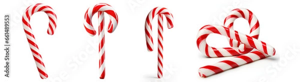 Fototapeta Colection of Striped christmass candy cane in different and unique style and design with yummy and delicious taste