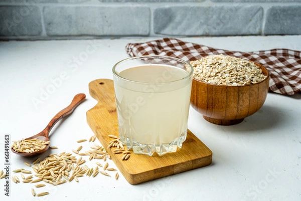 Obraz A fermented drink made from oats, beneficial for the body, kvass or infusion.