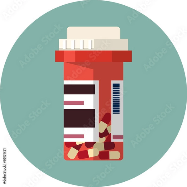 Fototapeta Vector pill bottle with capsule pills