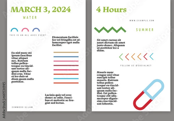Fototapeta Flyer A4 With Simple Geometric Shapes Minimal Event Template