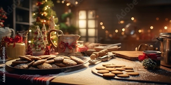 Obraz "Winter's Warmth: A Festive Kitchen Delight" | Background Design | Holiday Season | Generative AI Artwork