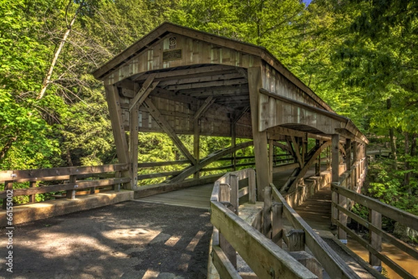 Fototapeta Lanterman Falls Covered Bridge