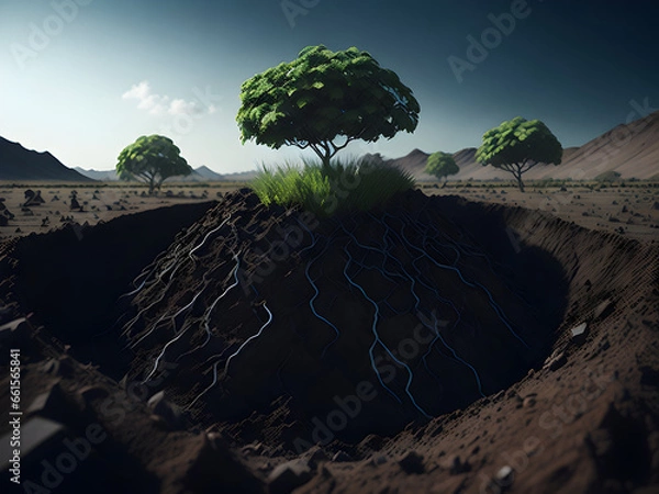 Obraz landscape with tree and roots