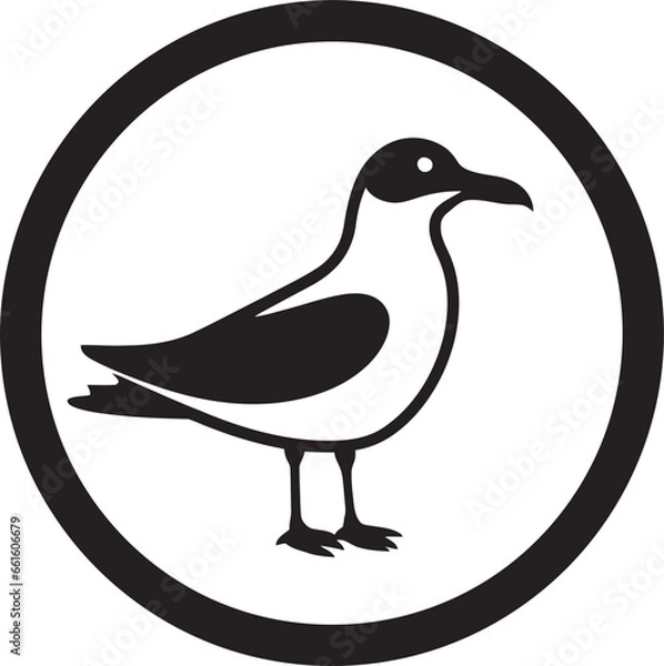 Fototapeta Sculpted Flight Black Seagull Symbol Profile Ebon Majesty Seagull Logo in Vector