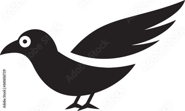 Fototapeta Ebon Flight Seagull Heraldry in Black Elegant Elegance Vector Seagull Symbol Profile