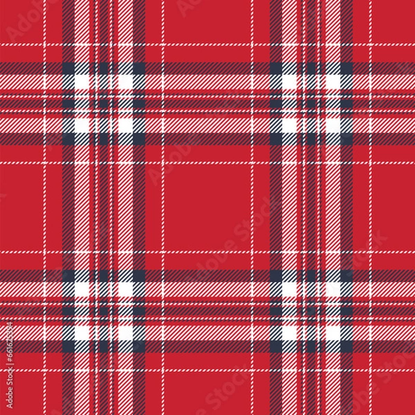 Fototapeta Plaid seamless pattern in red. Check fabric texture. Vector textile print.