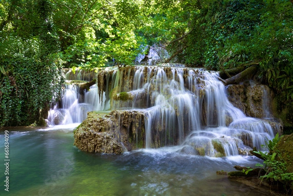 Fototapeta Cascade waterfalls. Krushuna falls in Bulgaria near the village of Krushuna, Letnitsa.